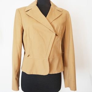 Anne Klein Tan Cotton Twill Moto Jacket